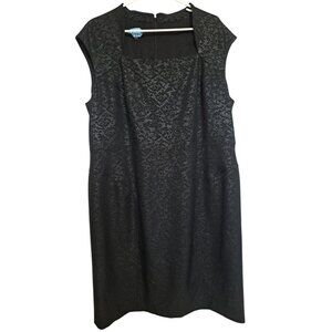Jones New York Dress Womens Corporate 18W Black Sleeveless Brocade Sheath Dress
